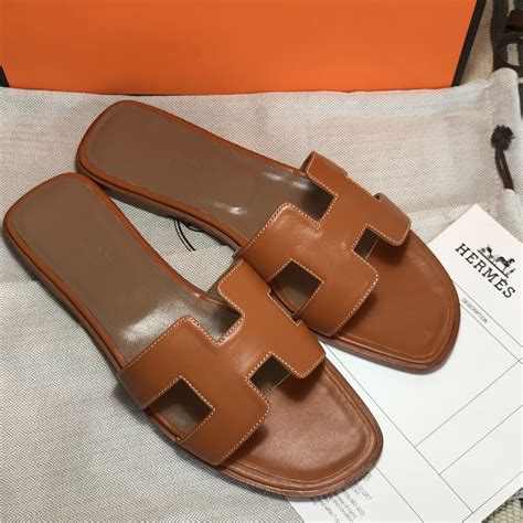 hermes brown slippers